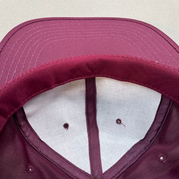 Vintage Maroon Hat Cap Snapback Burgundy Red Youngan Blank Basic Adjustable 90s - Picture 5 of 6